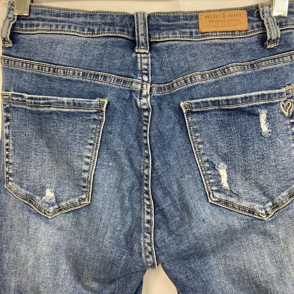 Velvet Heart Denim Womens Sz 26 Elsie Distressed Midrise Skinny Stretchy Ankle - Picture 9 of 14